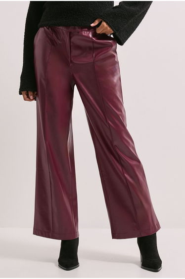 Faux Leather Wide Leg Trousers