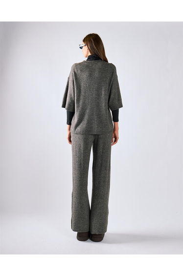 Charcoal Knitted Flare Trousers product thumbnail 2