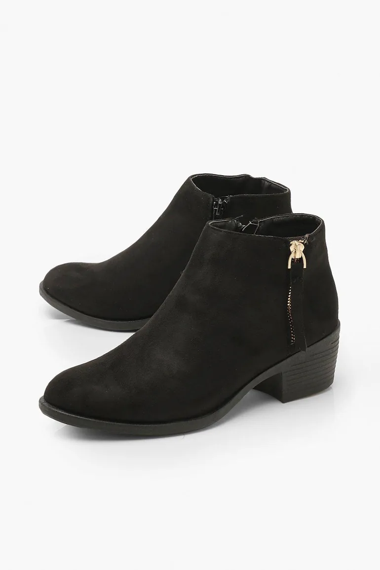 Zip Side Round Toe Chelsea Boots - black - 2