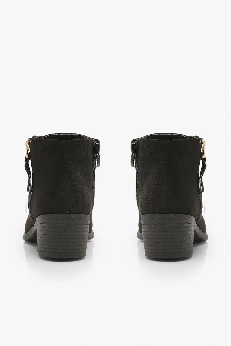 Zip Side Round Toe Chelsea Boots - black - 3