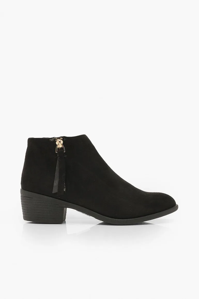 Zip Side Round Toe Chelsea Boots - black - 1