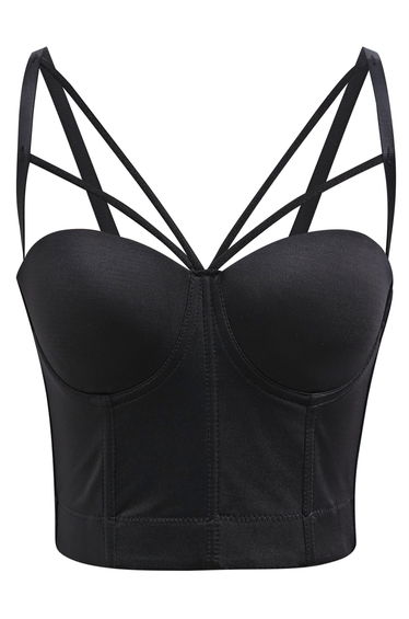 Flattering Corset Push-Up Bra Top in Black