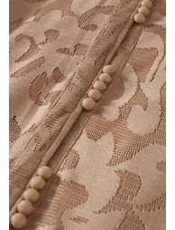 Floral Knitted Lace Puff Sleeves Tie-Waist Maxi Dress in Caramel for Dinner Gatherings & Celebrations - 6
