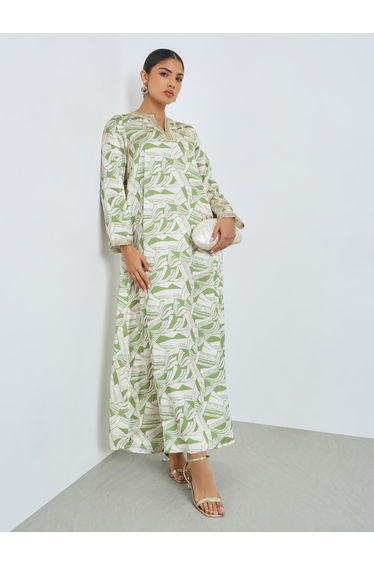 Green All Over Digital Print Jalabiya