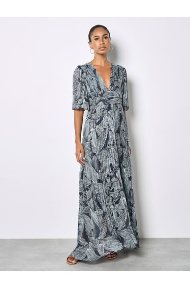 Floral Chiffon Shimmer Maxi Dress