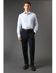 Long Sleeve Slim Fit Herringbone Shirt