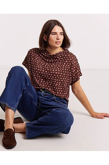 High Neck Cap Sleeve Mesh Top