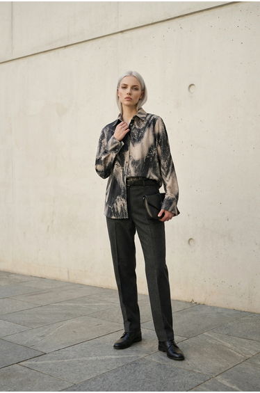 MY FASHION Women's Abstract Velvet Woven Shirt