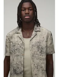 Oversized Bleach Wash Textured Shirt - taupe - 2