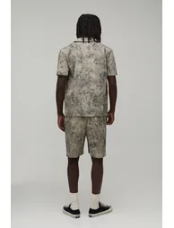 Oversized Bleach Wash Textured Shirt - taupe - 1