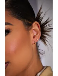 Real Gold  Plated Dainty Huggie 2 Pack Hoop Earrings