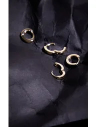 Real Gold  Plated Dainty Huggie 2 Pack Hoop Earrings - 1