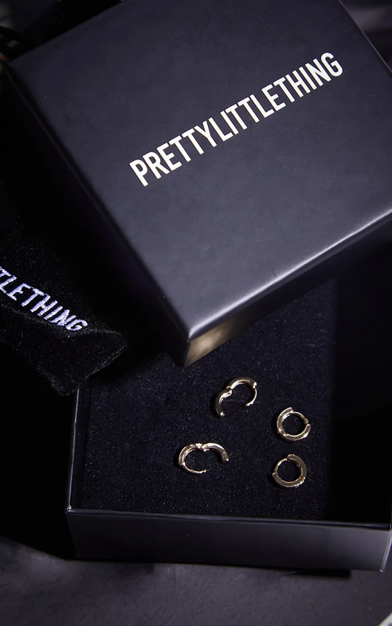Real Gold  Plated Dainty Huggie 2 Pack Hoop Earrings - 2