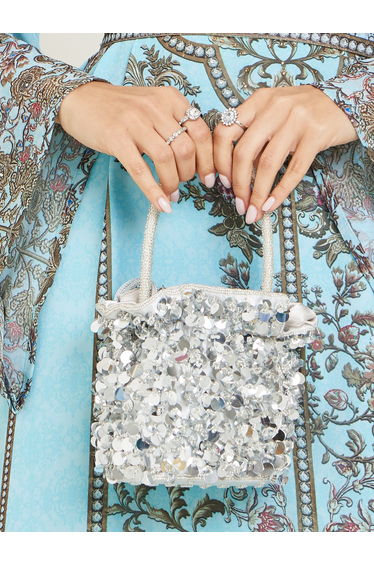 Silver Sequin Bucket Bag