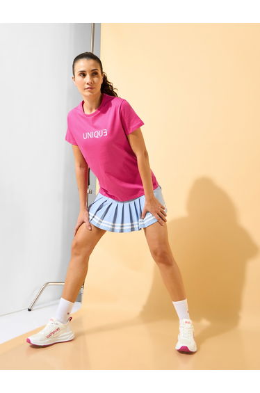 Women Pink I Am Unique Print T-Shirt
