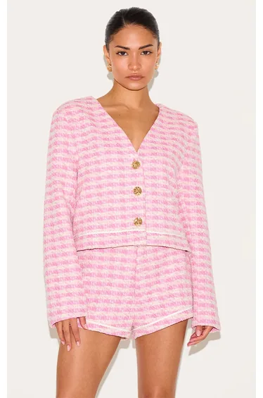 Petite Pink Tweed Tailored Shorts