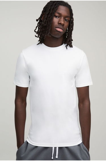 Basic Muscle Fit Crew Neck T-Shirt - white