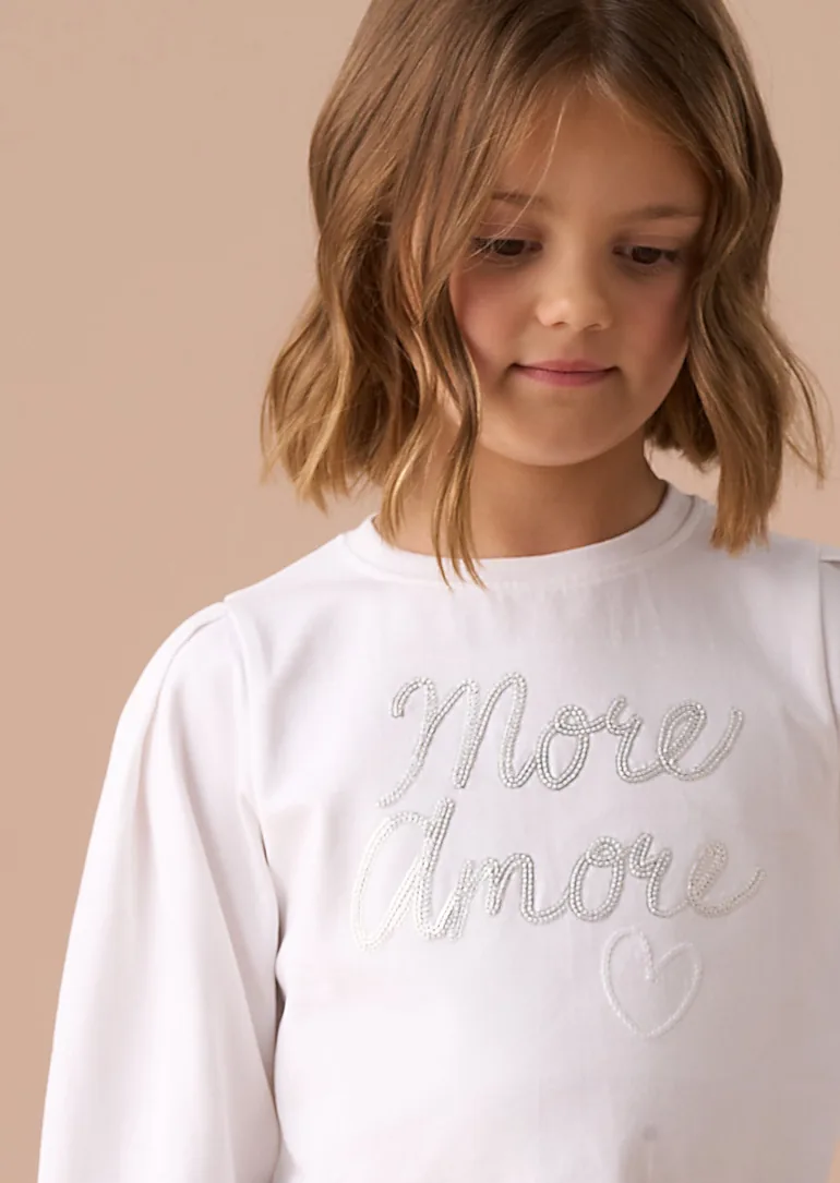Erin White Sequin Slogan Top - 1