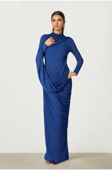 Blue Draped Dress