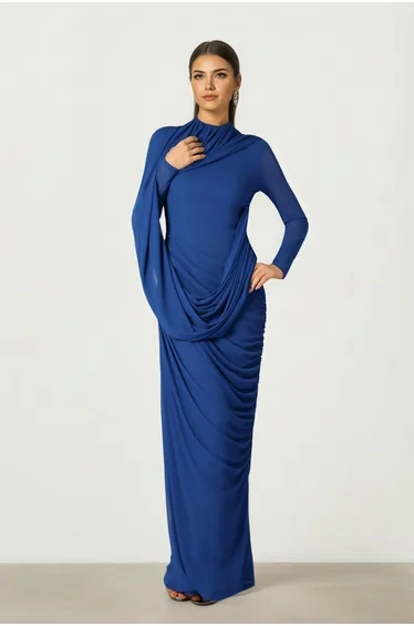 femi9 blue dress La Femme 31533 Satin A-Line Prom Dress  Mydressline