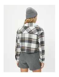 Crop Shirt Jacket Long Sleeve Soft Textured Flap Pocket Detailed - 1