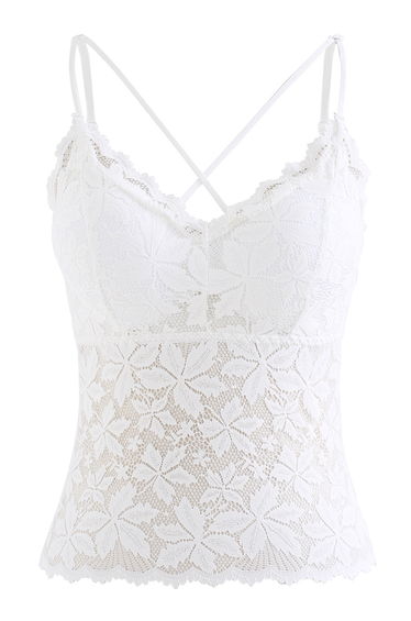 Blossom Lace Cami Bustier Top in White