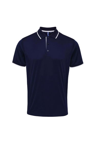 Premier Mens Coolchecker Contrast Pique Polo Shirt - Navy/White