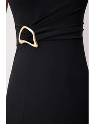 Black Body-fitting Accessory Detailed Knitted Long Elegant Evening Night Graduation Dress - 9