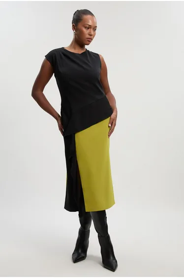 فستان كارين ميلين أخضر ميدي بقصة مستقيمة