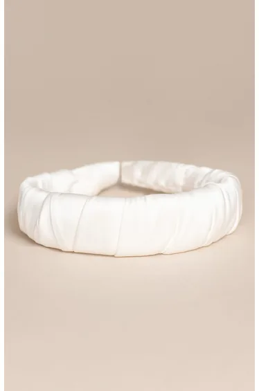 Headband Faux Silk Satin Ivory