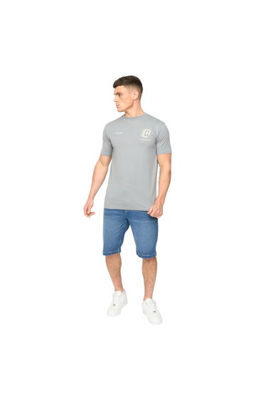 Crosshatch Mens Morville Cotton T-Shirt - Steel Blue