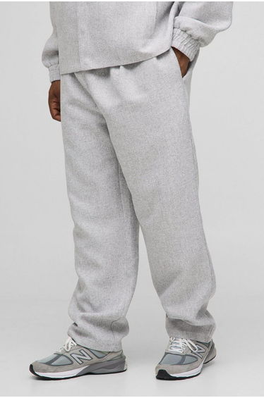 Plus Straight Leg Boucle Elasticated Waist Trousers