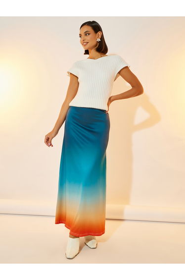 Ombre Print Maxi Skirt