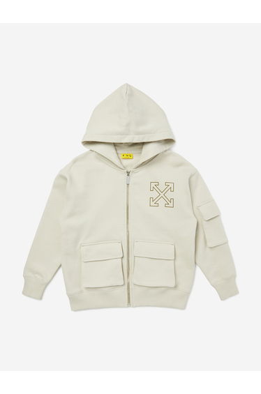 Off-White Boys Arrow Cargo Zip Up Top in Beige