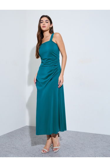 Teal Sleeveless A-Line Maxi Dress