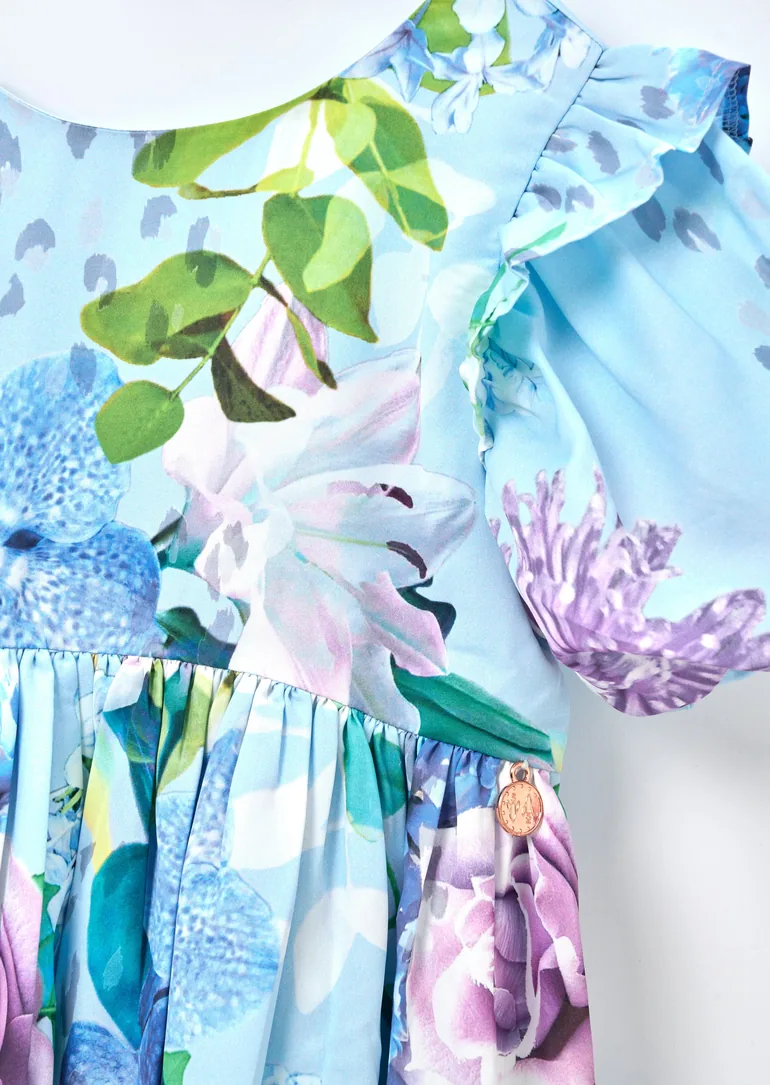 Aria Satin Print Dress - 5