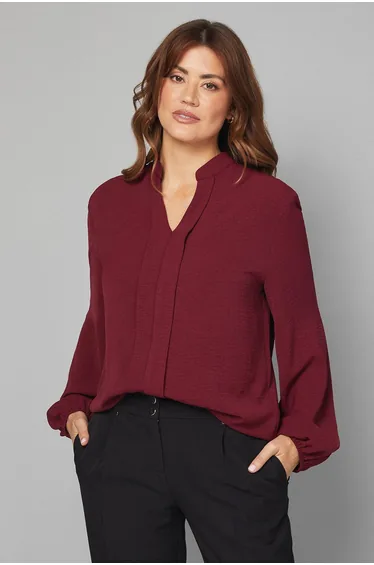 Collarless Woven Blouse