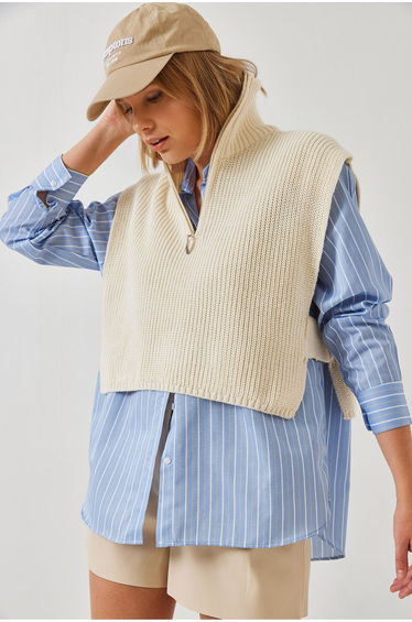 Women's Zippered Knitwear Sweater