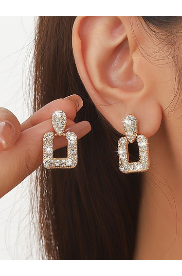 Gold Tone Square Drop Earrings