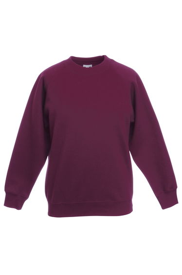 Fruit Of The Loom Childrens Unisex Raglan Sleeve Sweatshirt (Pack of 2) - Burgundy