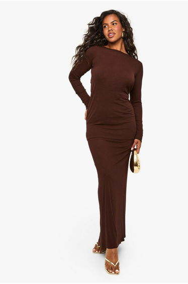 Double Layer T-shirt Dress - chocolate