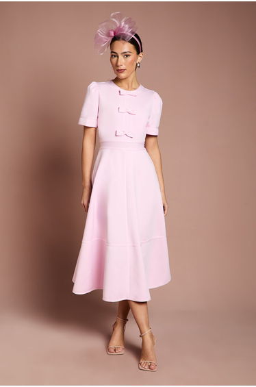 Bow Front Short Sleeve Bandage Midi Dress