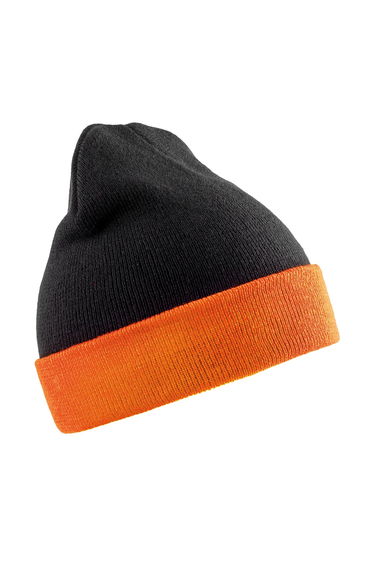 Result Genuine Recycled Unisex Adult Compass Beanie - Black/Orange