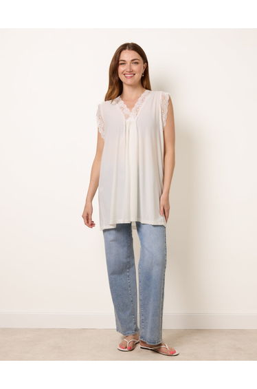 V Lace Trim Top