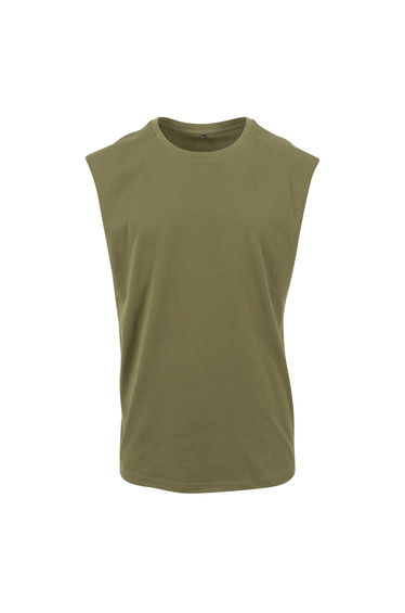 New Morning Studios Mens Plain Sleeveless T-Shirt - Olive