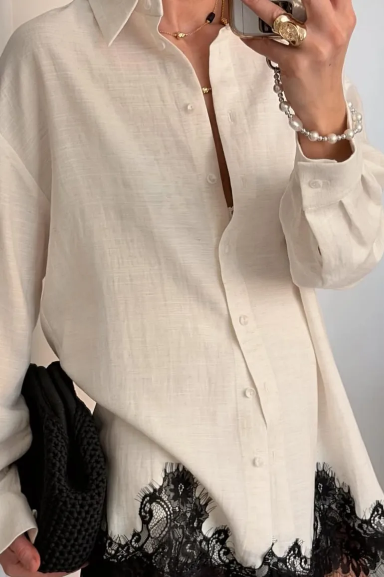 Fouzia Lace Shorts Set In White - 1
