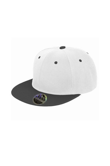 Result Unisex Core Bronx Original Flat Peak Snapback Dual Colour Cap - White/Black
