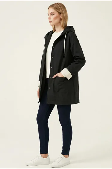 BDART Hooded Snap Closure Trench Coat with Pocket