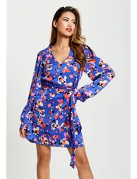 Women's Mini Dress with Long Balloon Sleeves - 2