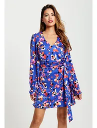 Women's Mini Dress with Long Balloon Sleeves - 1